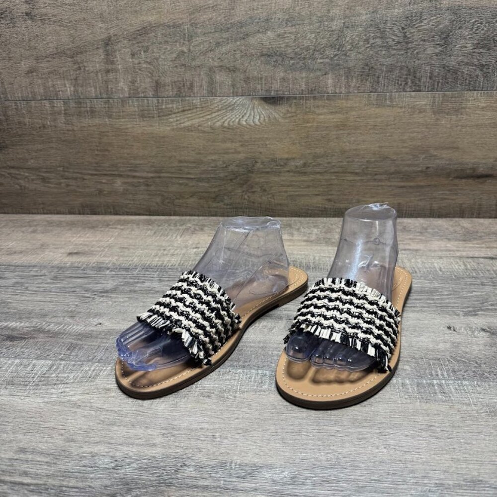 Nine West Cammie Frayed Textile Slide Sandals Women's Size 8